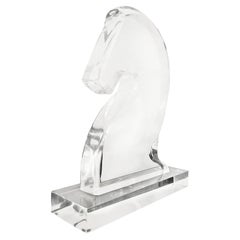 Cabeza de Caballo de Troya o Pieza de Ajedrez Caballero Escultura de Lucite sobre Base