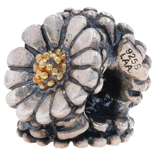 Trollbeads Daisy Charm - Sterling Silver 925 Yellow Gold 18k Flower 41816 Bead
