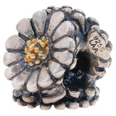 Trollbeads Daisy Charm - Sterling Silver 925 Yellow Gold 18k Flower 41816 Bead