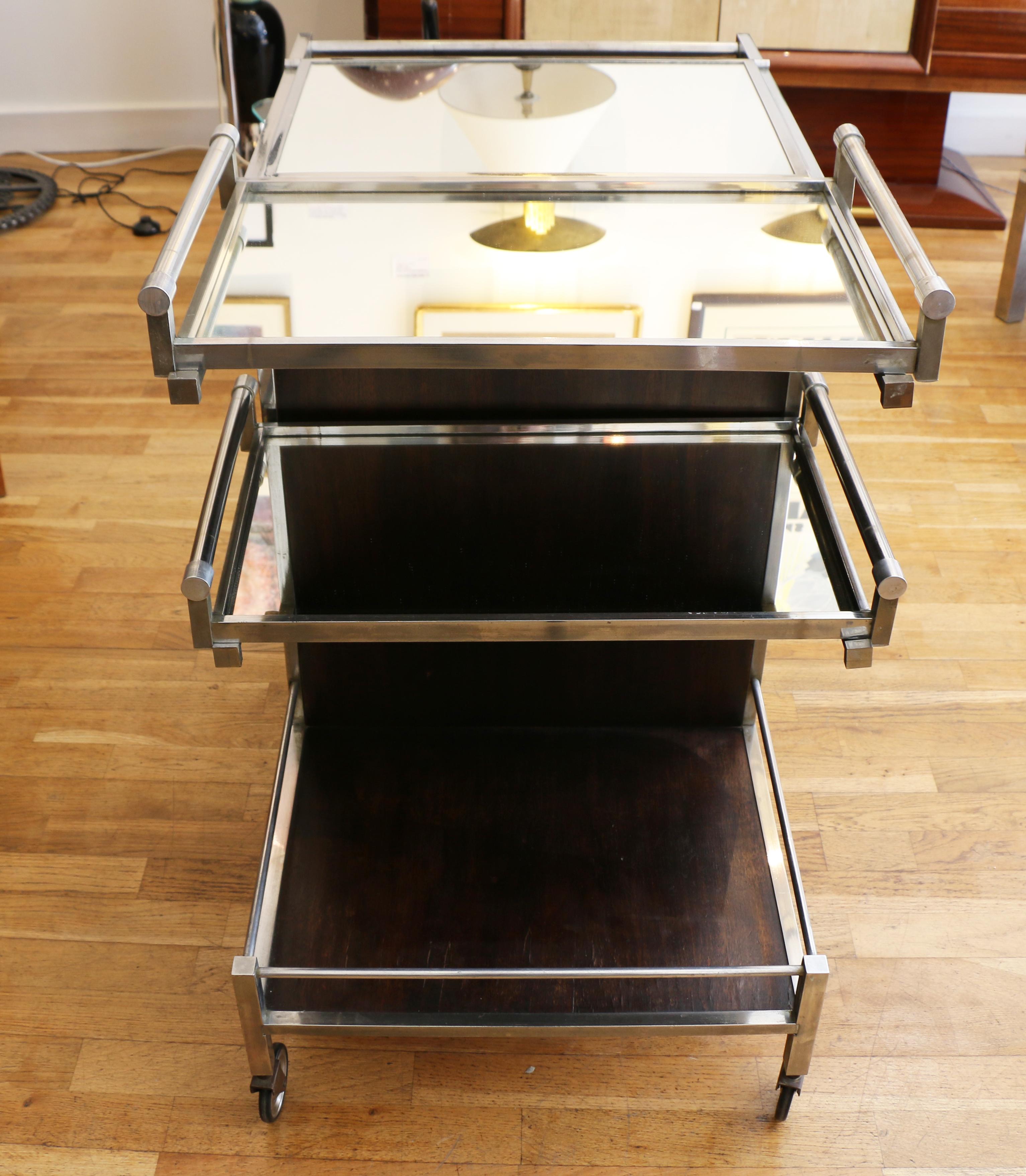 Trolley Bar by Jacques Adnet, France, 1930s In Good Condition For Sale In Paris, FR