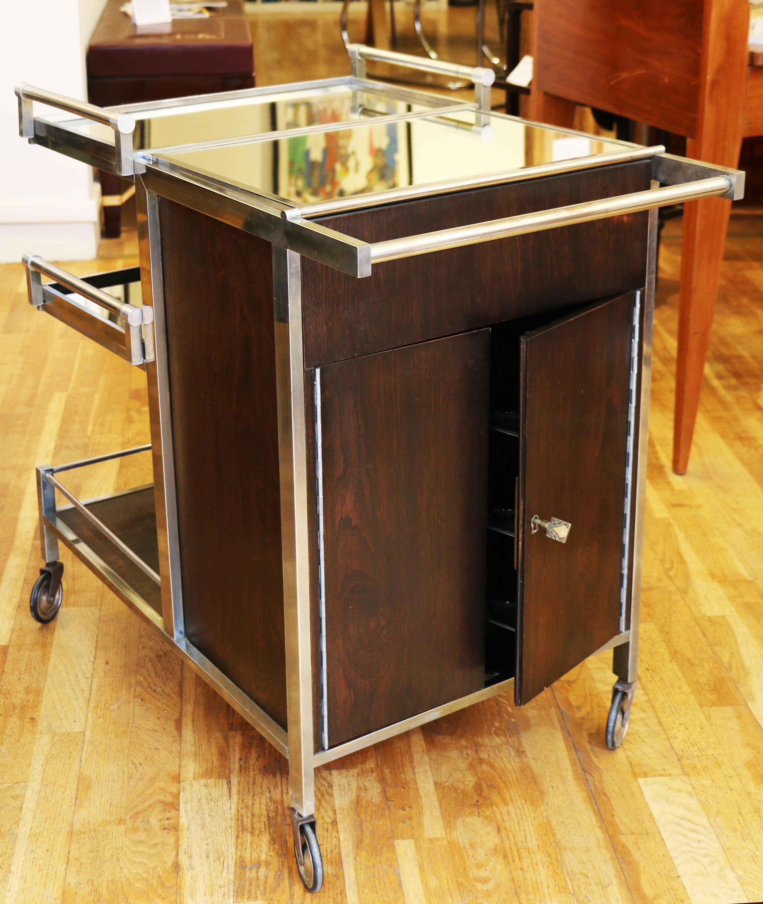 Metal Trolley Bar by Jacques Adnet, France, 1930s For Sale