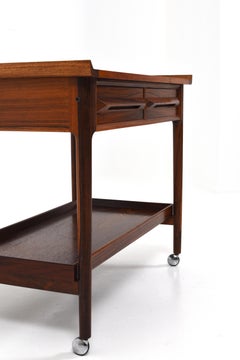 Trolley Bar Cart Mid-Century Norwegian Rosewood Torbjørn Afdal, Bruksbo, 1960