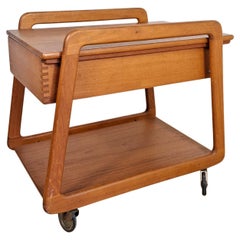 Danish vintage teak trolley bar, mid-century