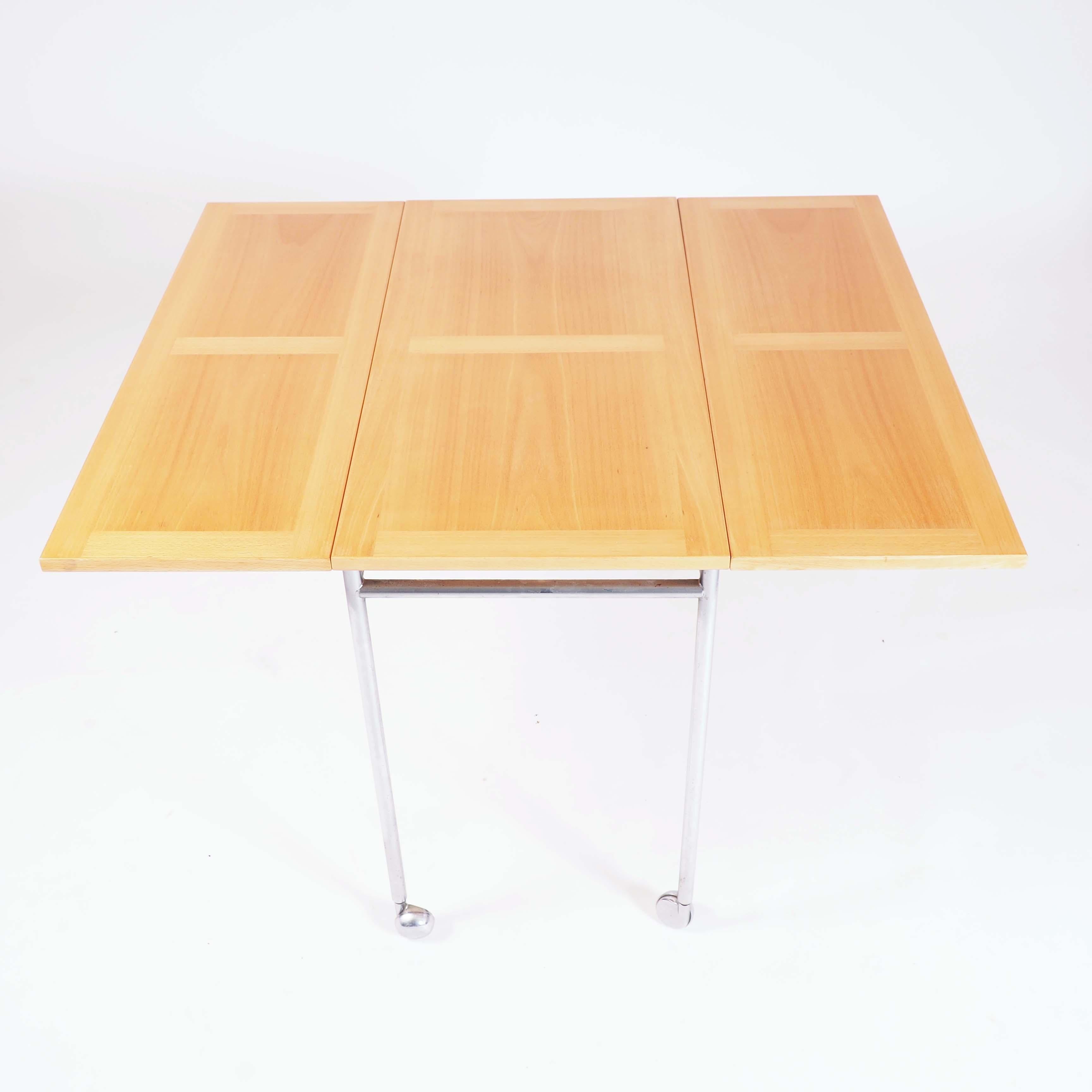 Birch Trolley in beech and chrome, designed by Bruno Mathsson, Sweden For Sale