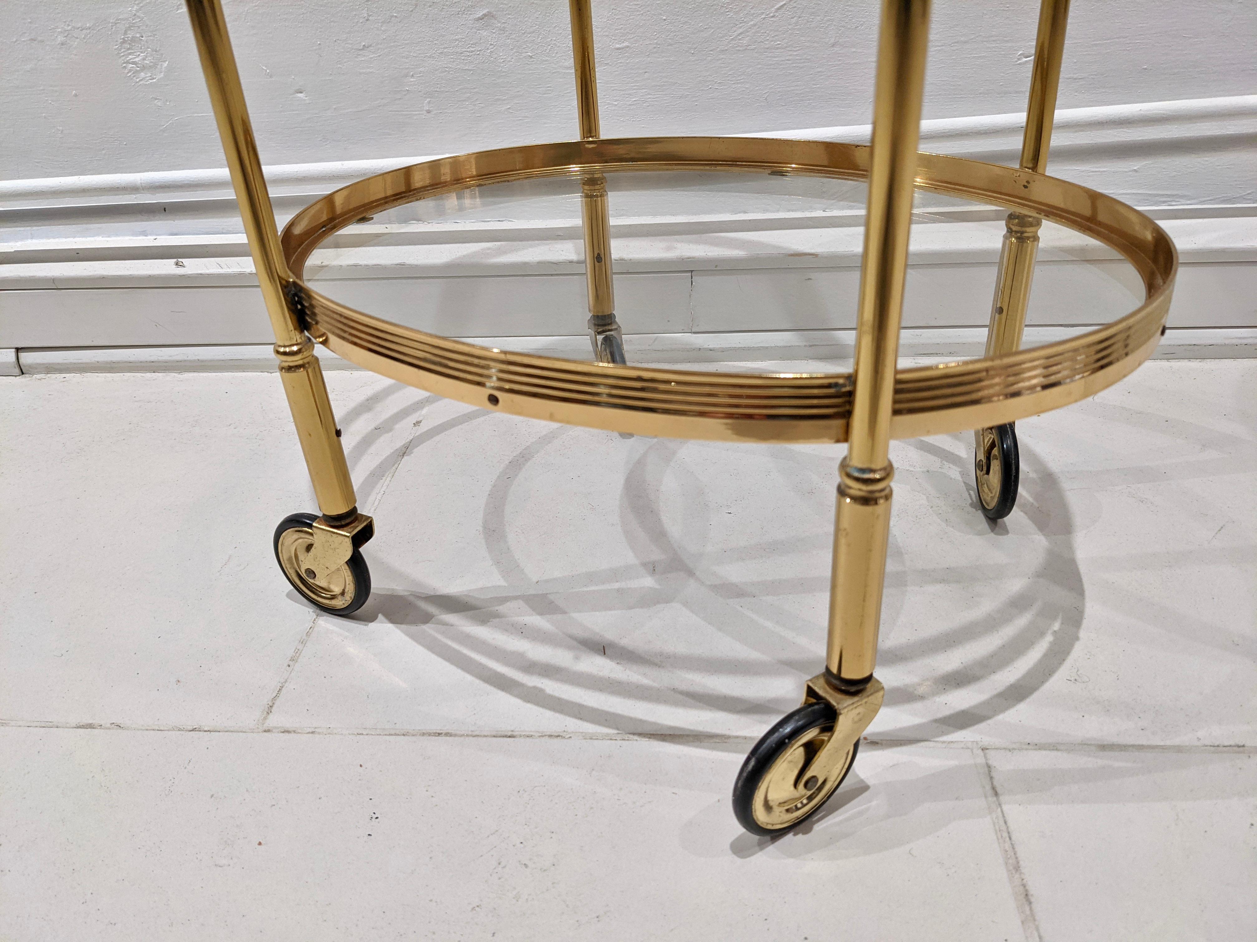 Mid-20th Century Trolley in Brass Gold Color