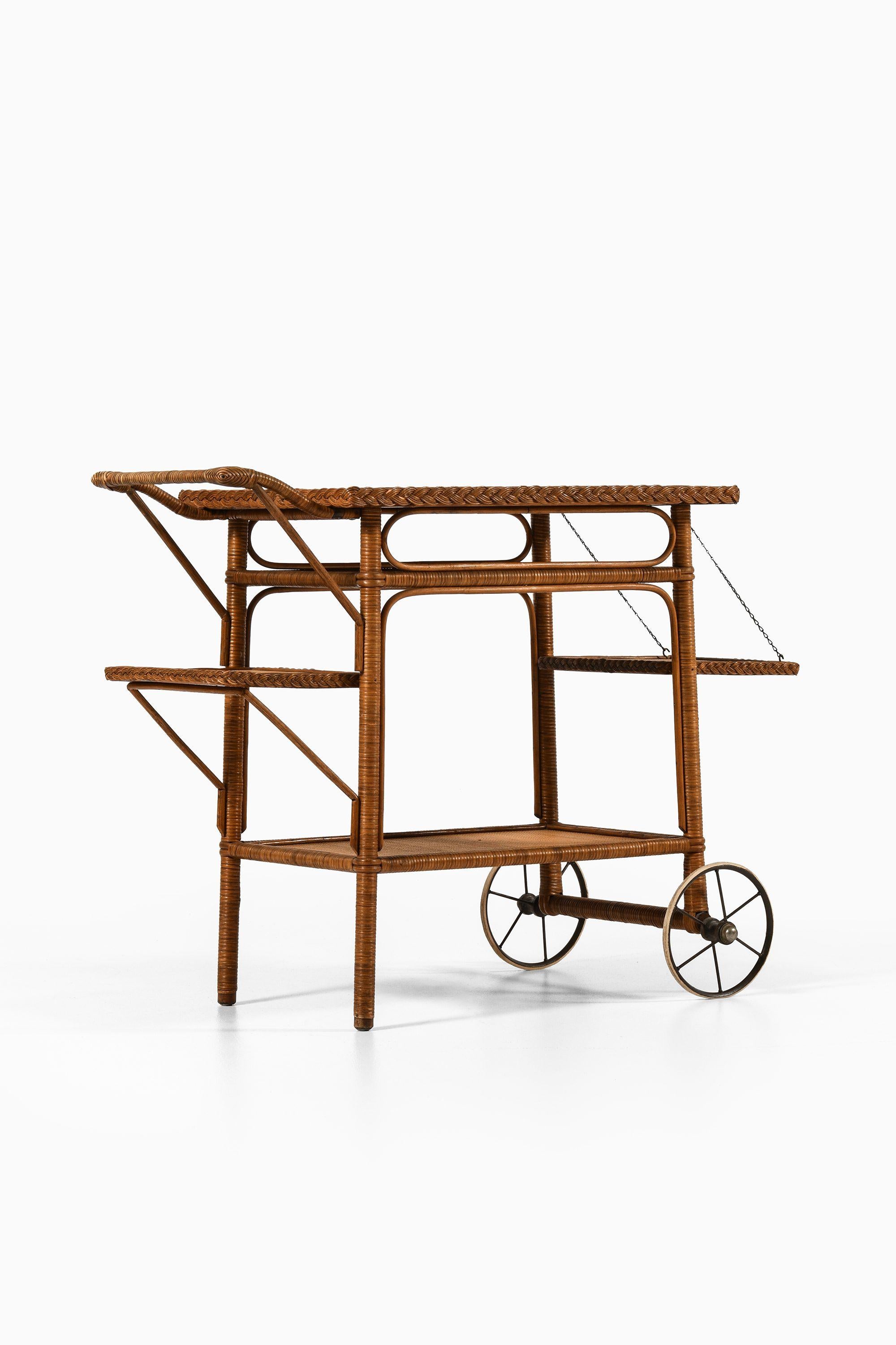 Trolley aus Schilfrohr und Rattan von Robert Wengler, 1940er Jahre (Skandinavische Moderne) im Angebot