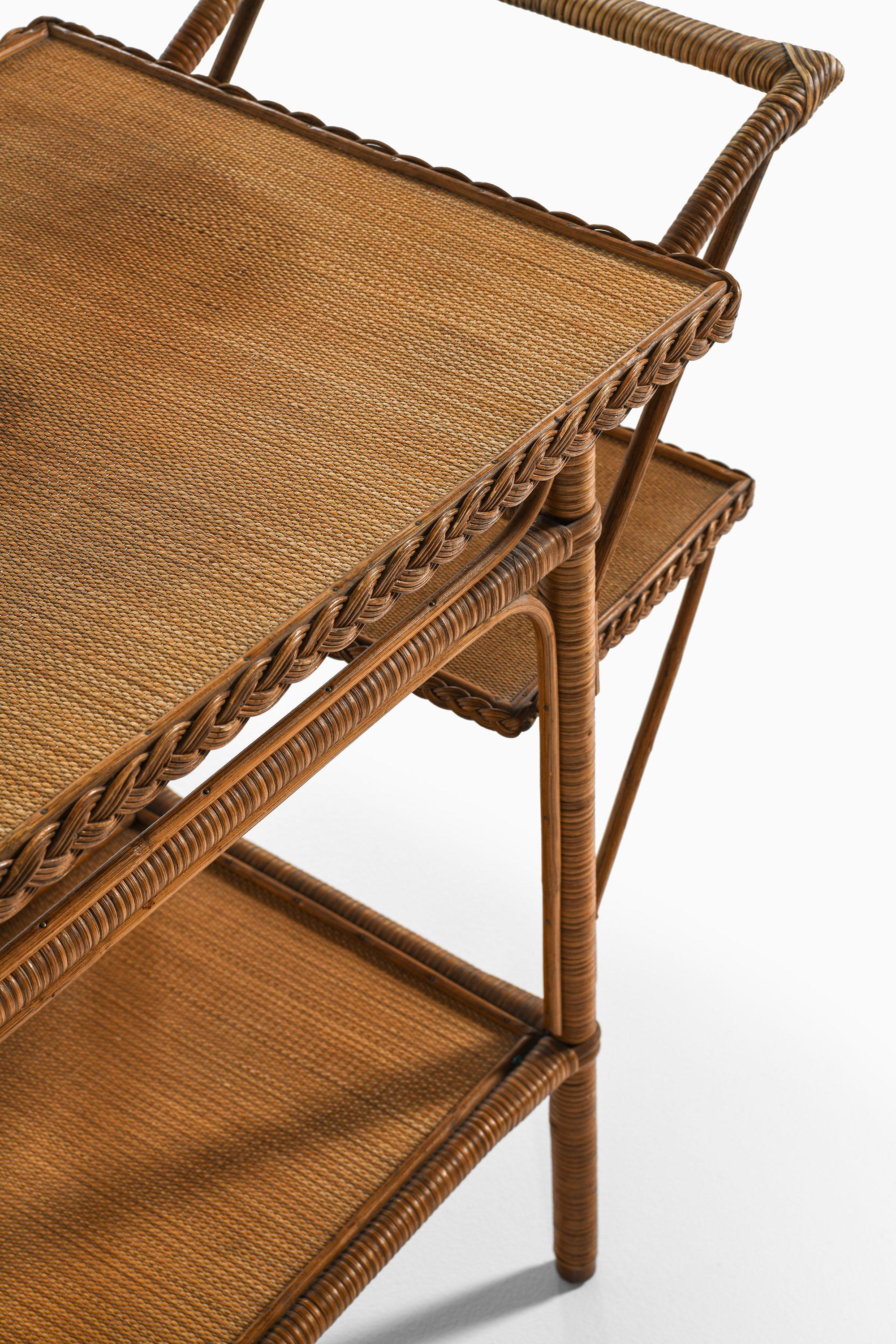 Trolley aus Schilfrohr und Rattan von Robert Wengler, 1940er Jahre (Dänisch) im Angebot