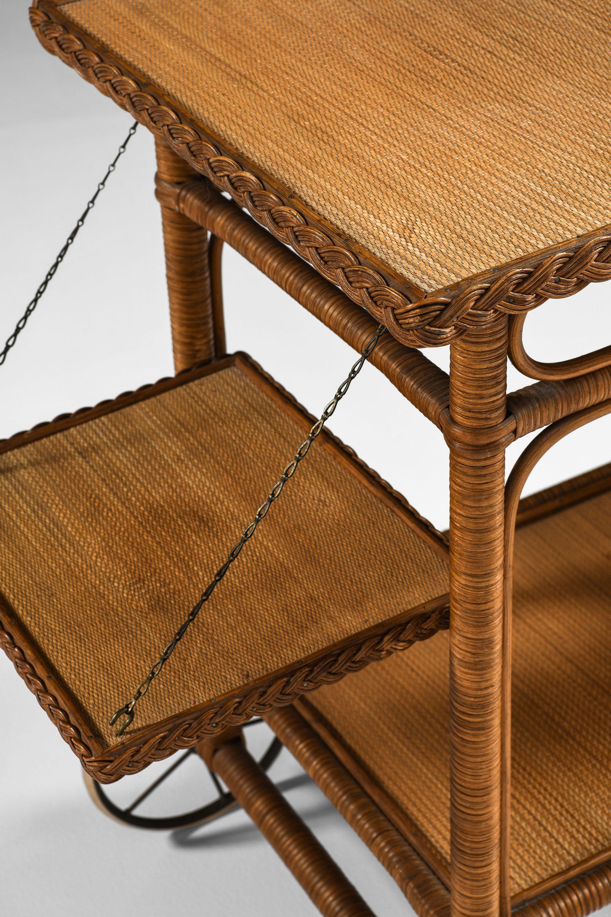 Trolley aus Schilfrohr und Rattan von Robert Wengler, 1940er Jahre im Angebot 2