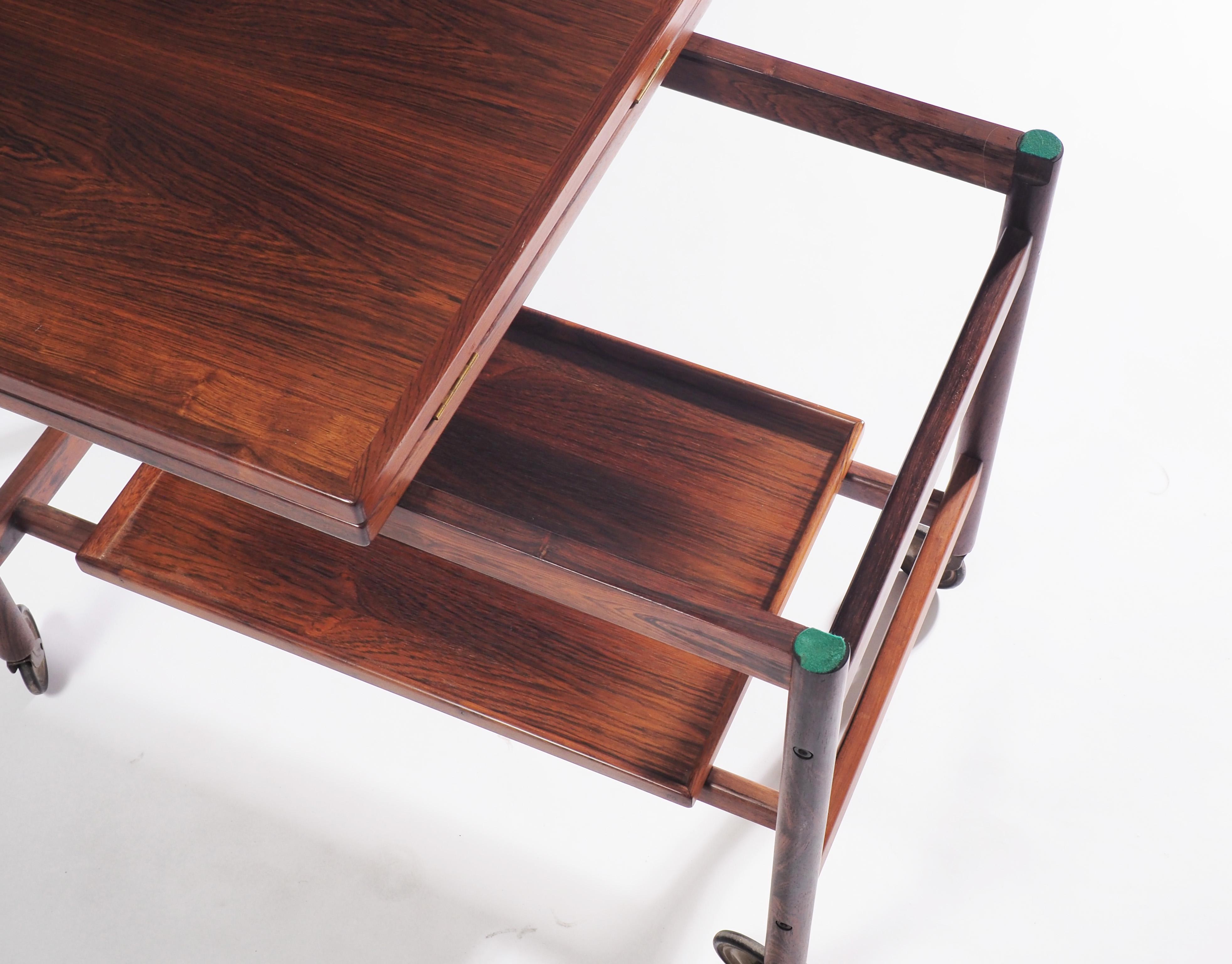 Scandinavian Modern Trolley in Rosewood and Formica by Kurt Östervig, Produced by Jason, Denmark