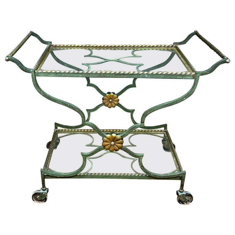 Lot de 4 tabourets de bar en métal mat vert gris et bois Indus
