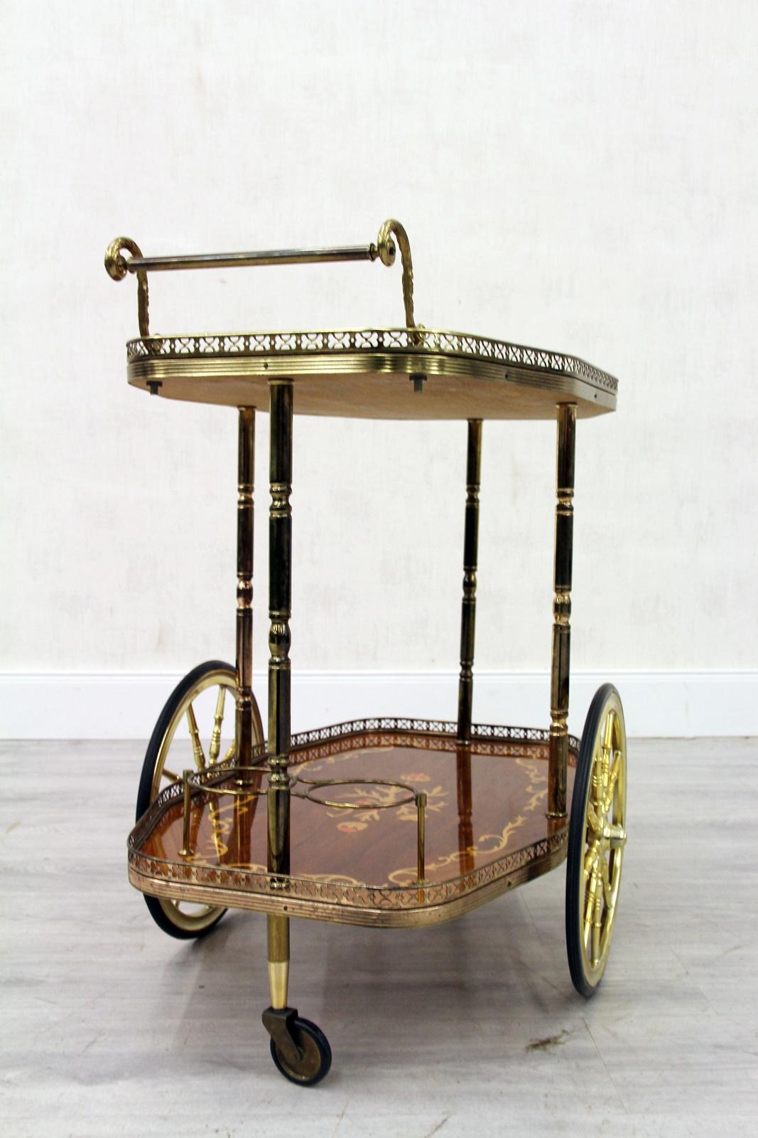 Trolley Table Side Table Trolley Bar Gold Inlaid Tea In Good Condition For Sale In Lage, DE