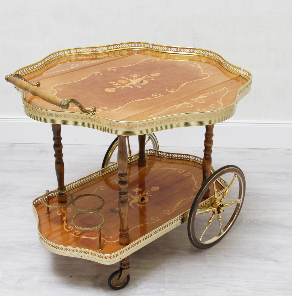 Chippendale Trolley Table Side Table Trolley Bar Gold Inlaid Tea