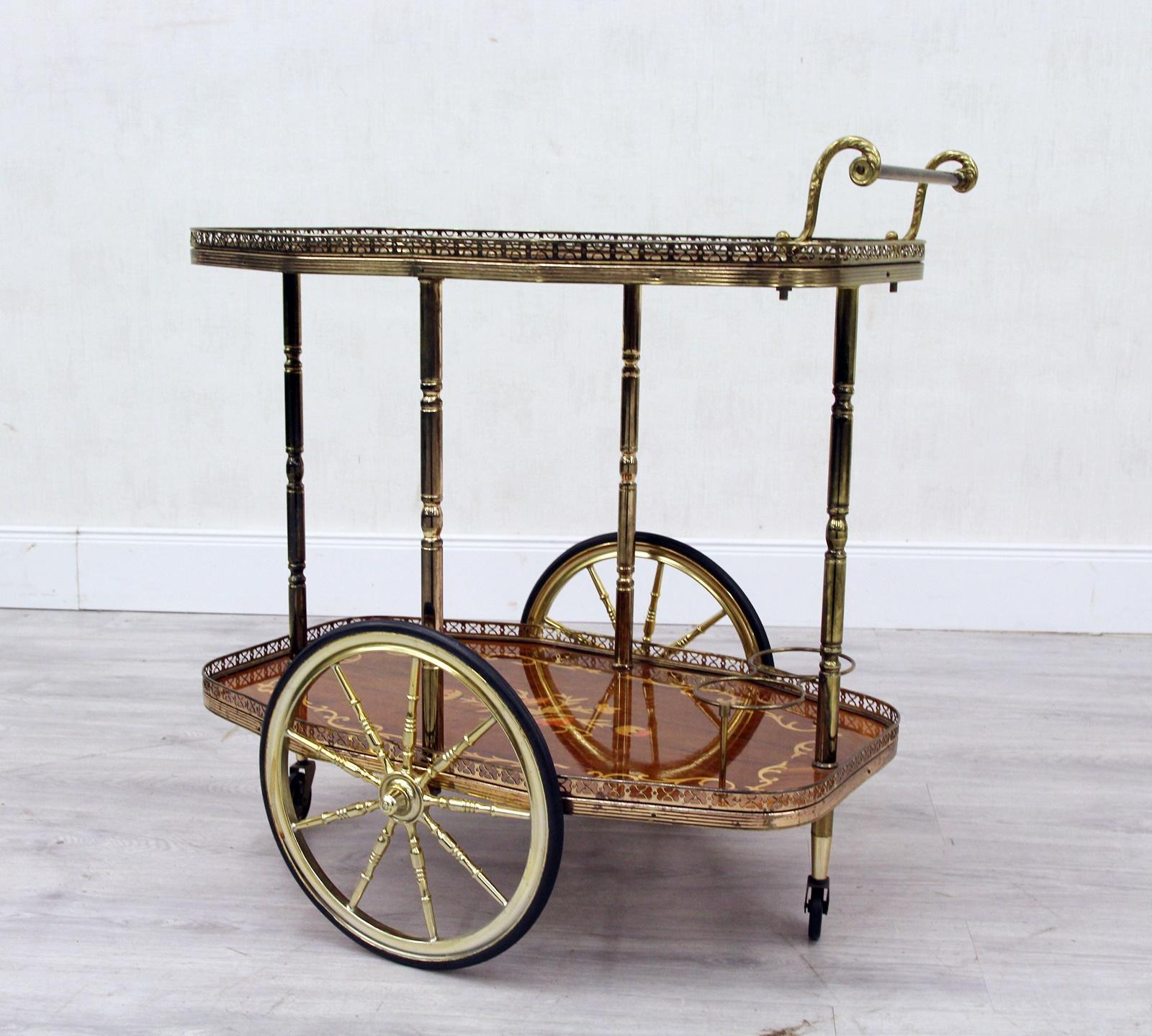 Trolley Table Side Table Trolley Bar Gold Inlaid Tea For Sale 2