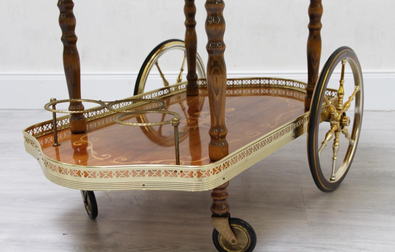 Trolley Table Side Table Trolley Bar Gold Inlaid Tea In Excellent Condition In Lage, DE