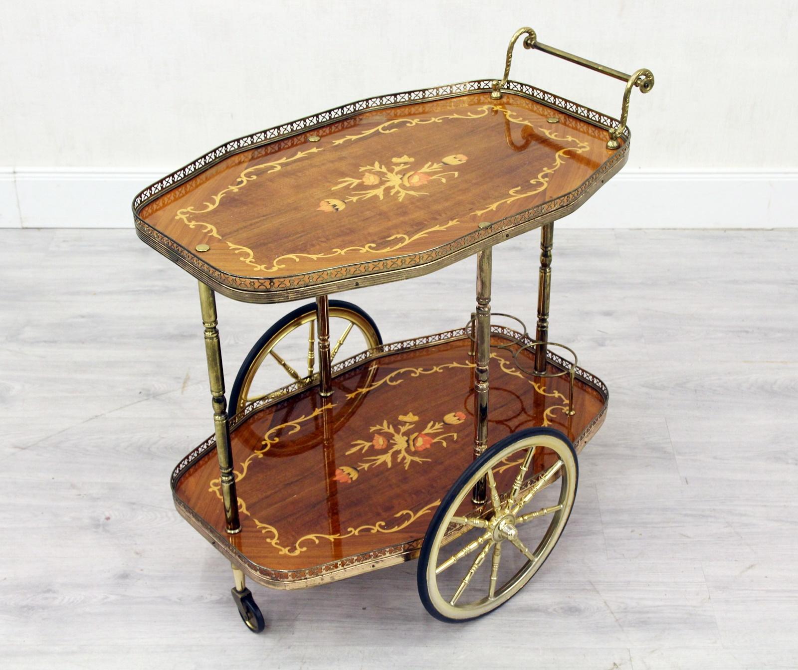 Trolley Table Side Table Trolley Bar Gold Inlaid Tea For Sale 5