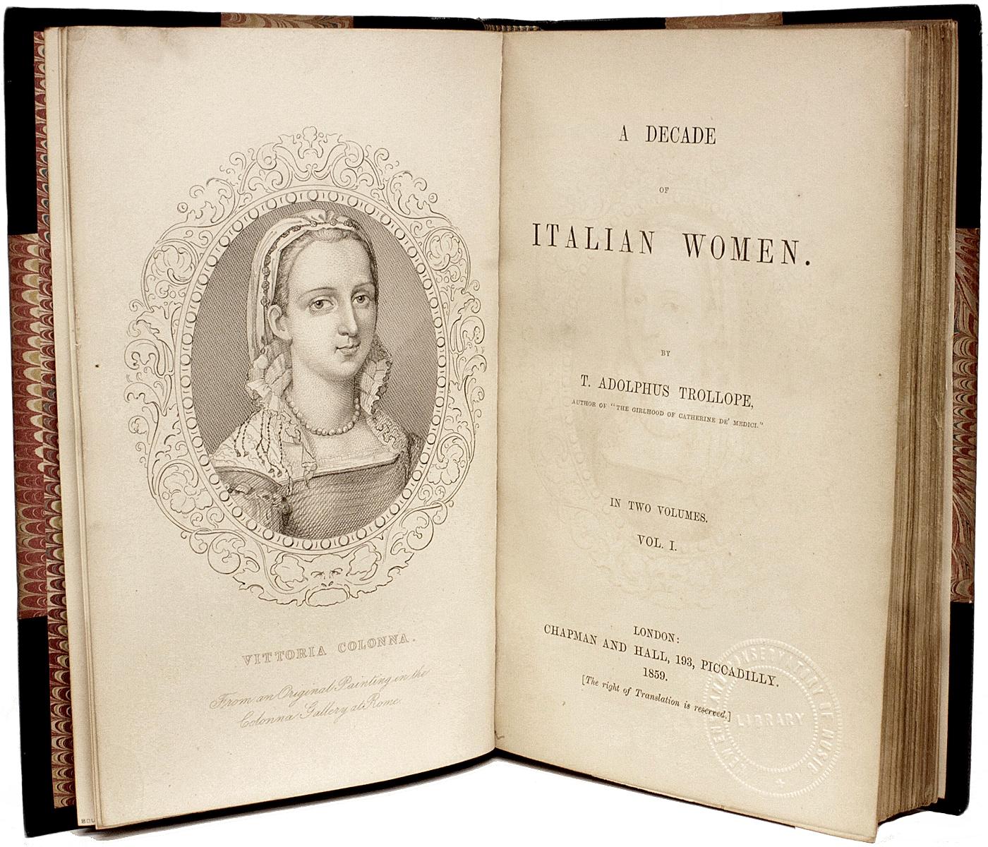 Trollope, Une décennie de femmes italiennes, première édition, 2 vol. 1859 Bound! Bon état - En vente à Hillsborough, NJ