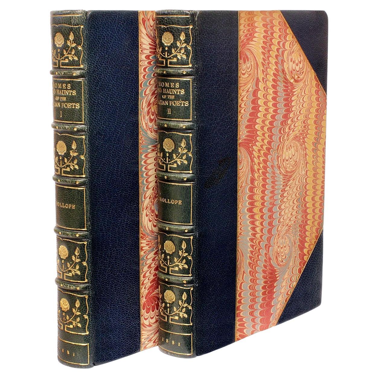 Trollope, Home & Haunts of the Italian Poets, 2 Vols. 1st Ed 1881 Leather Bound! For Sale