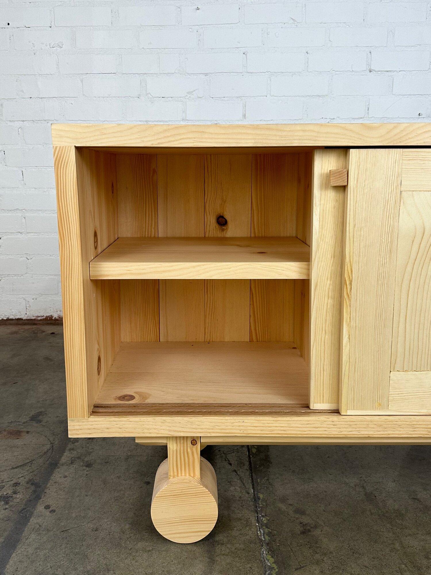 Contemporary Trolly Credenza in Pine For Sale