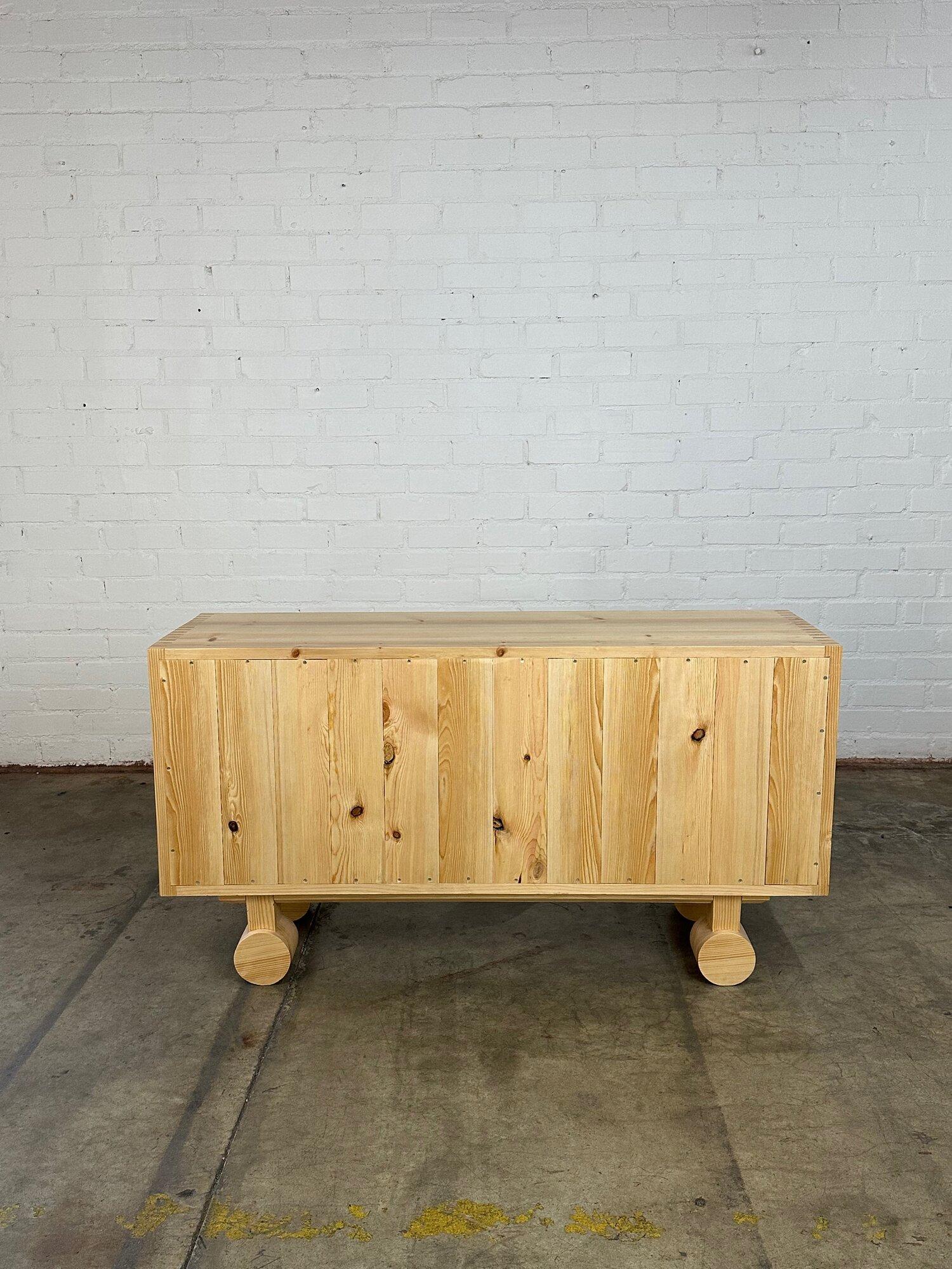 Wood Trolly Credenza in Pine For Sale