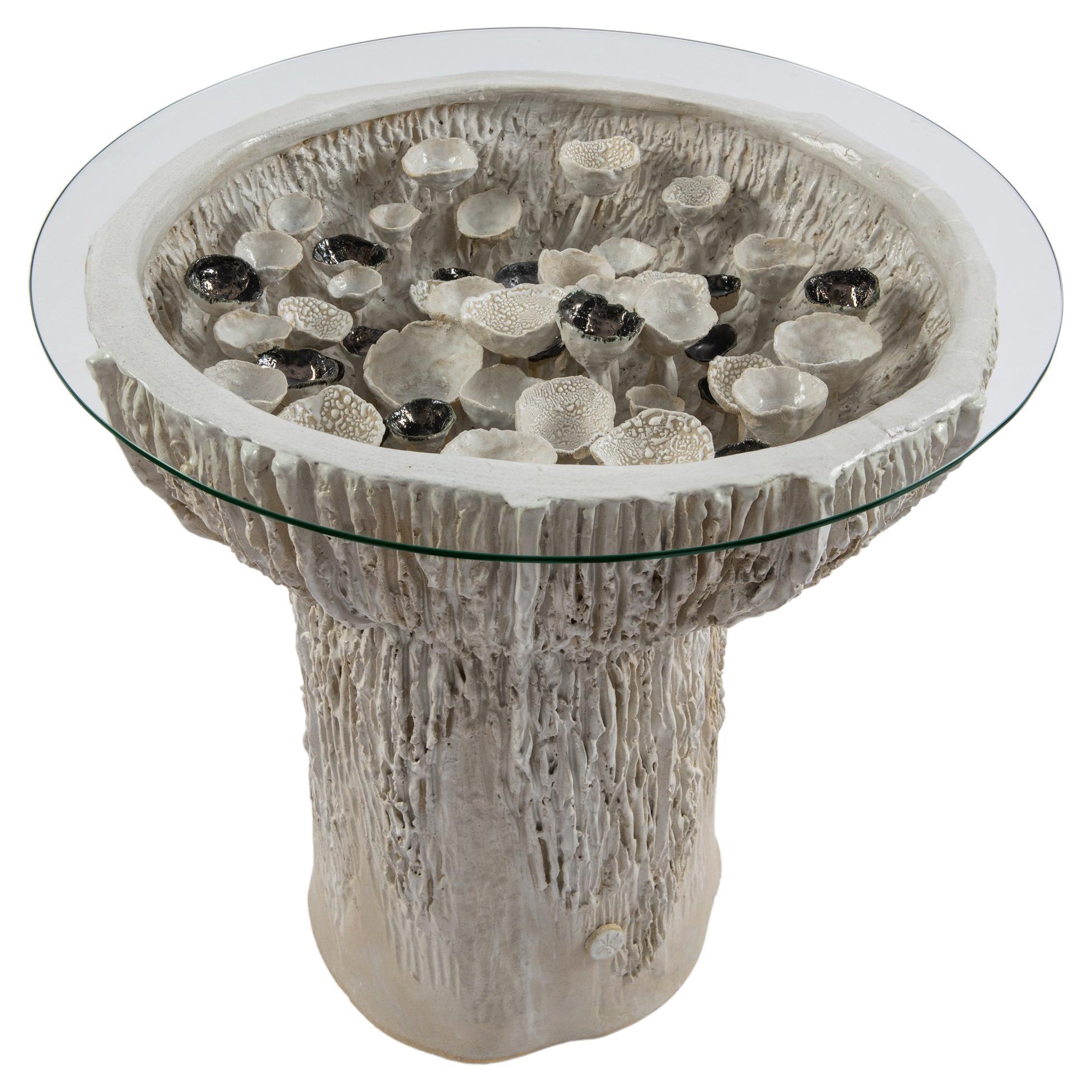 Trombetta Table in Glazed Ceramic and Stoneware by Trish DeMasi For Sale