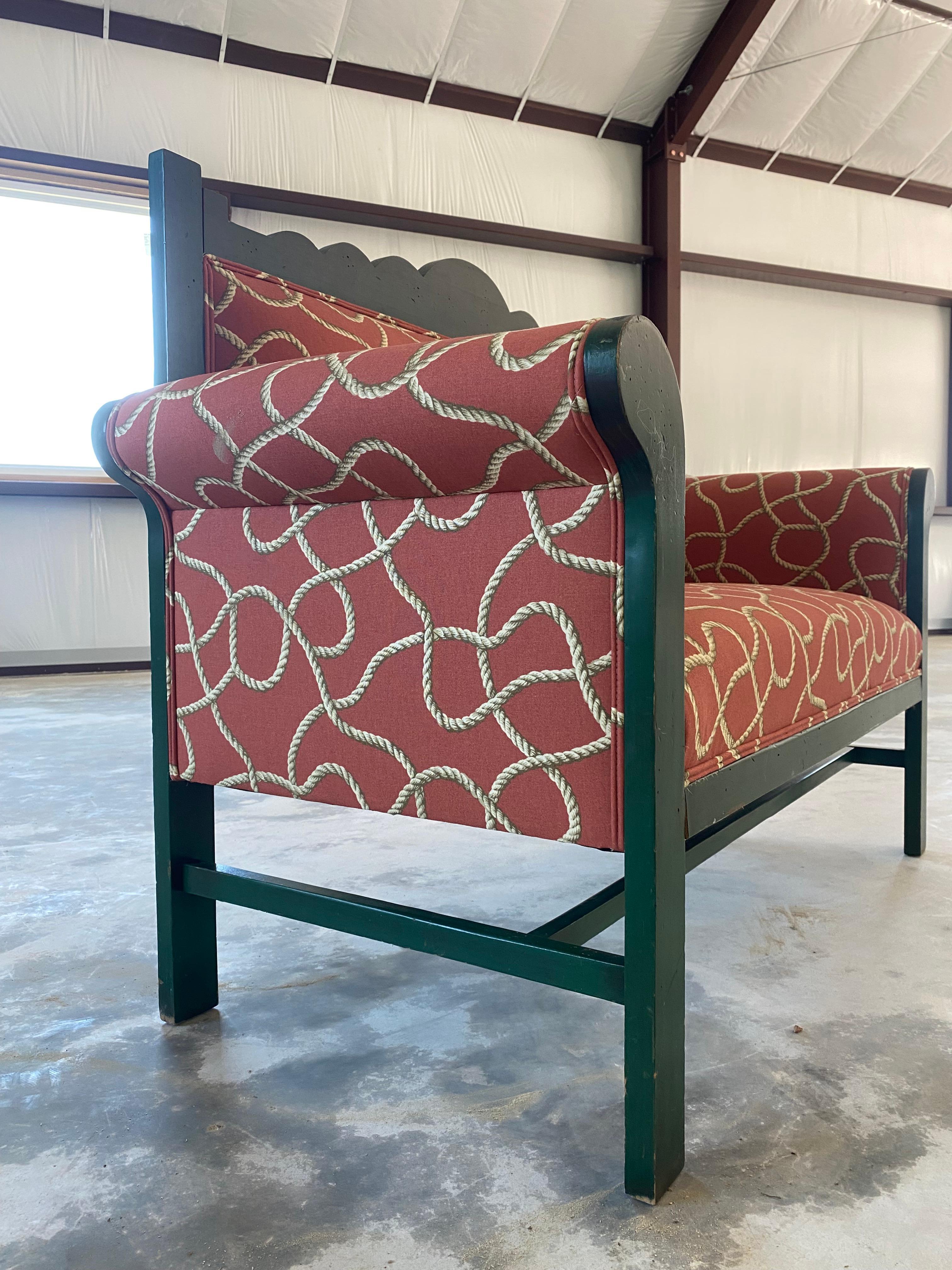 Tromp l'Œil Surrealist-Style Folk Art Settee Bench For Sale 3