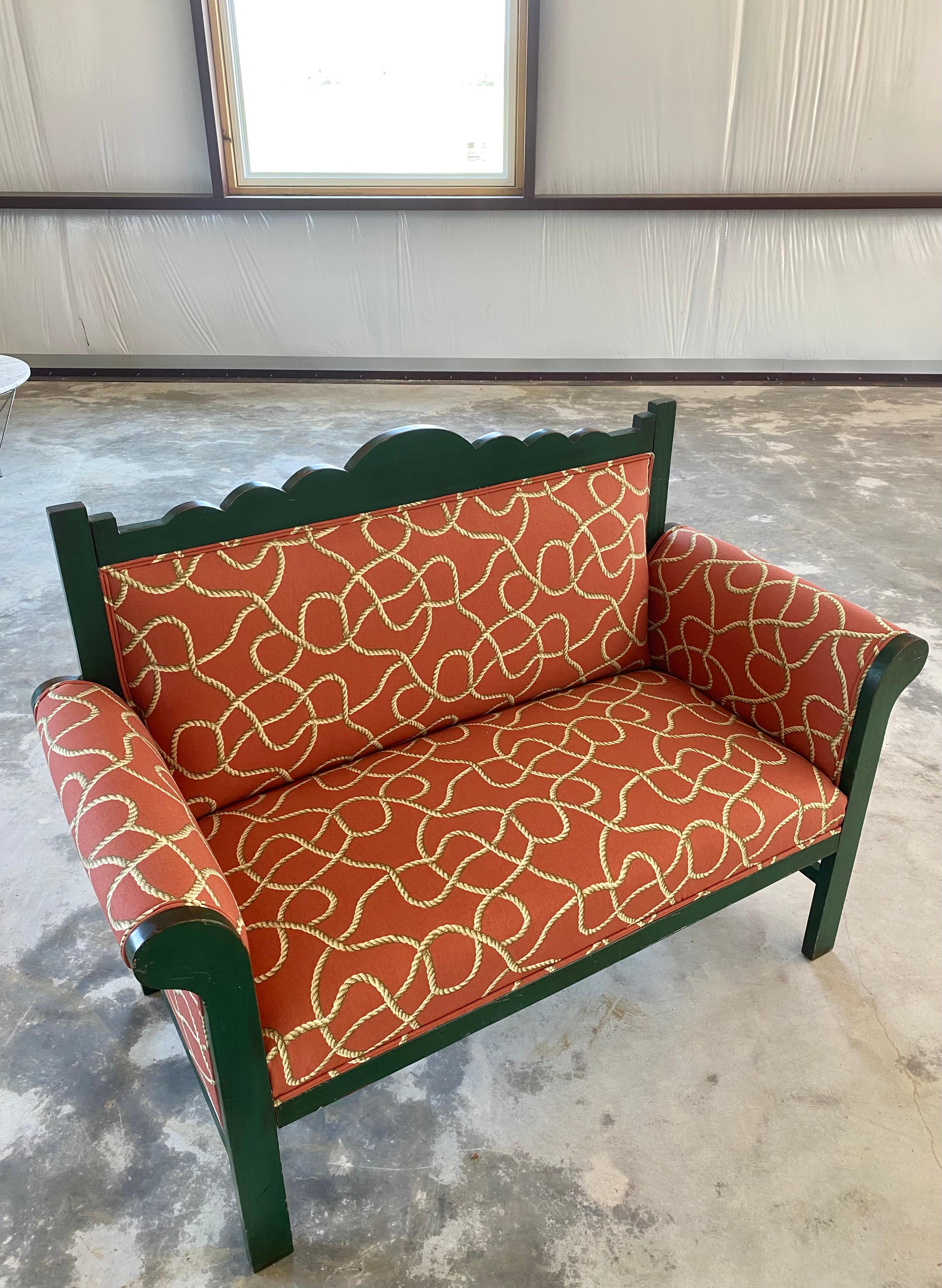 American Tromp l'Œil Surrealist-Style Folk Art Settee Bench For Sale