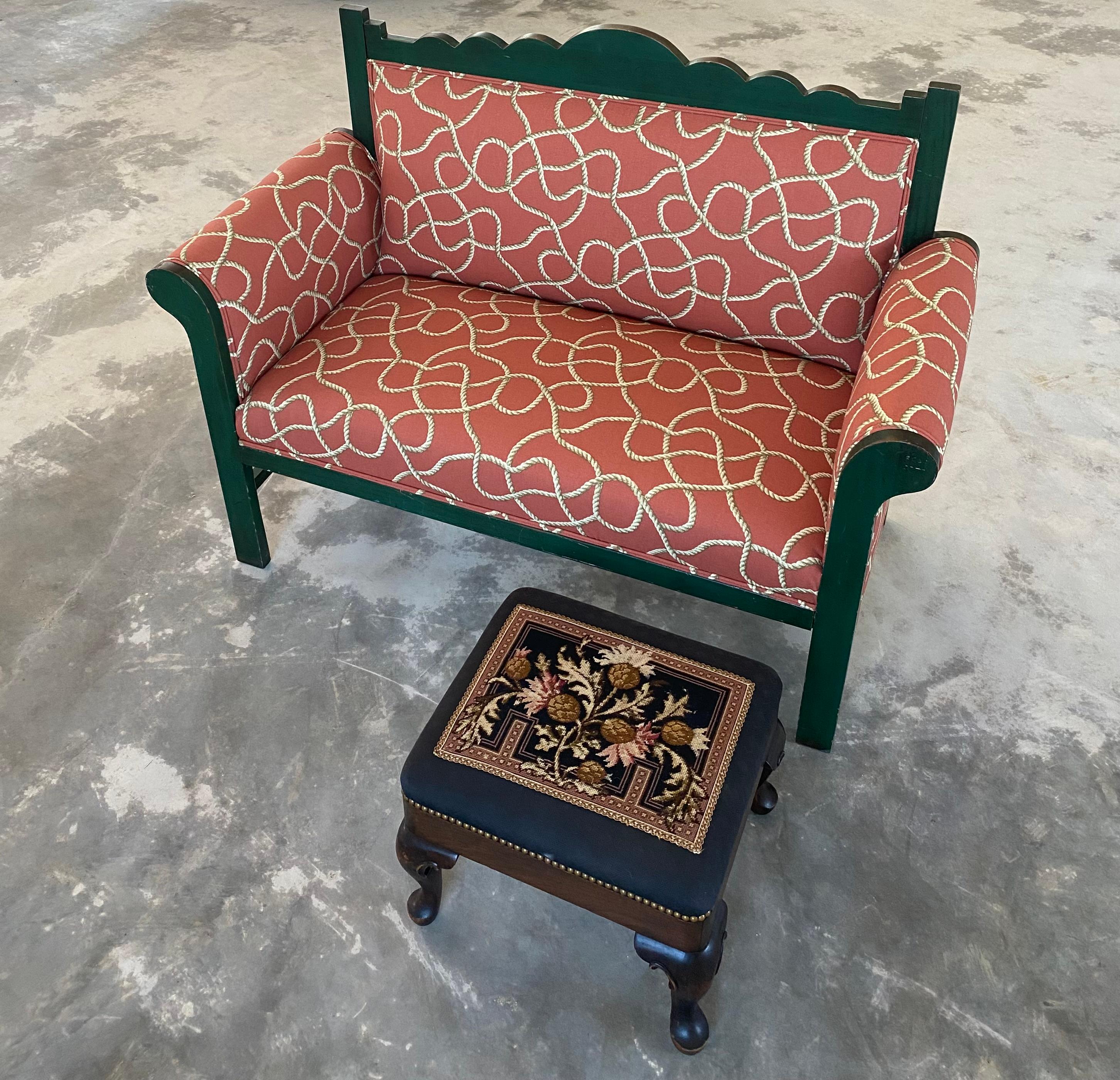 Tromp l'Œil Surrealist-Style Folk Art Settee Bench In Good Condition For Sale In Round Top, TX
