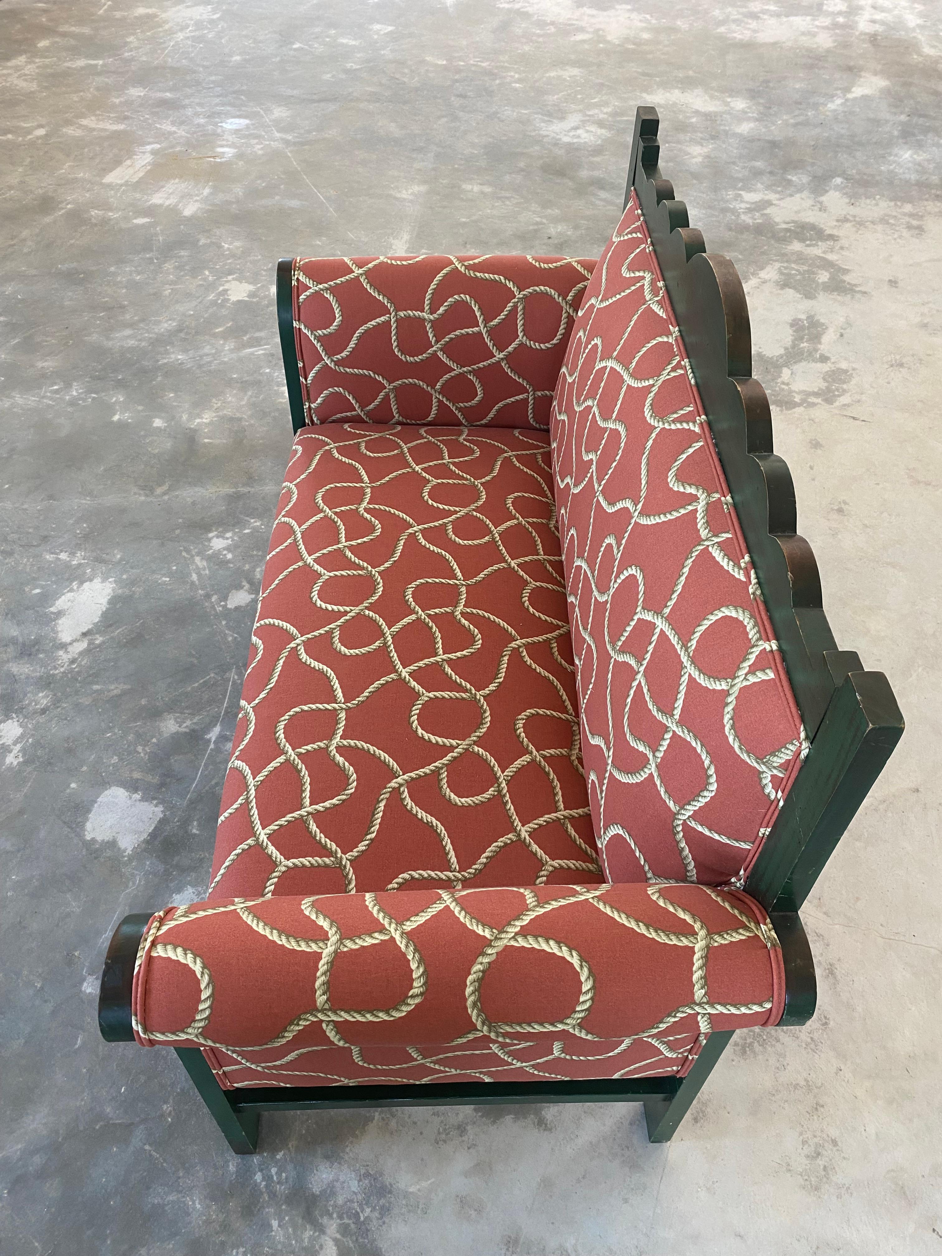 20th Century Tromp l'Œil Surrealist-Style Folk Art Settee Bench For Sale