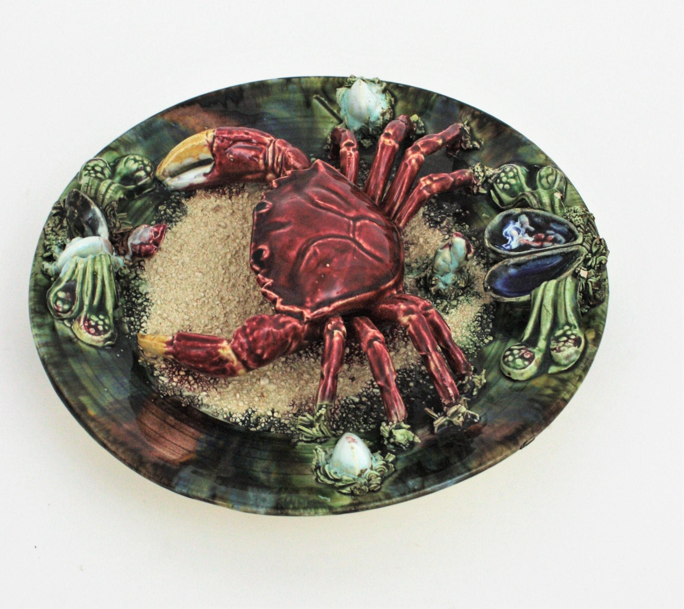 majolica crab plate