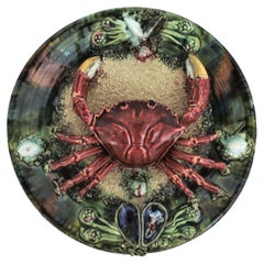 Trompe L' Oeil Crab Decorative Wall Plate in Majolica Ceramic