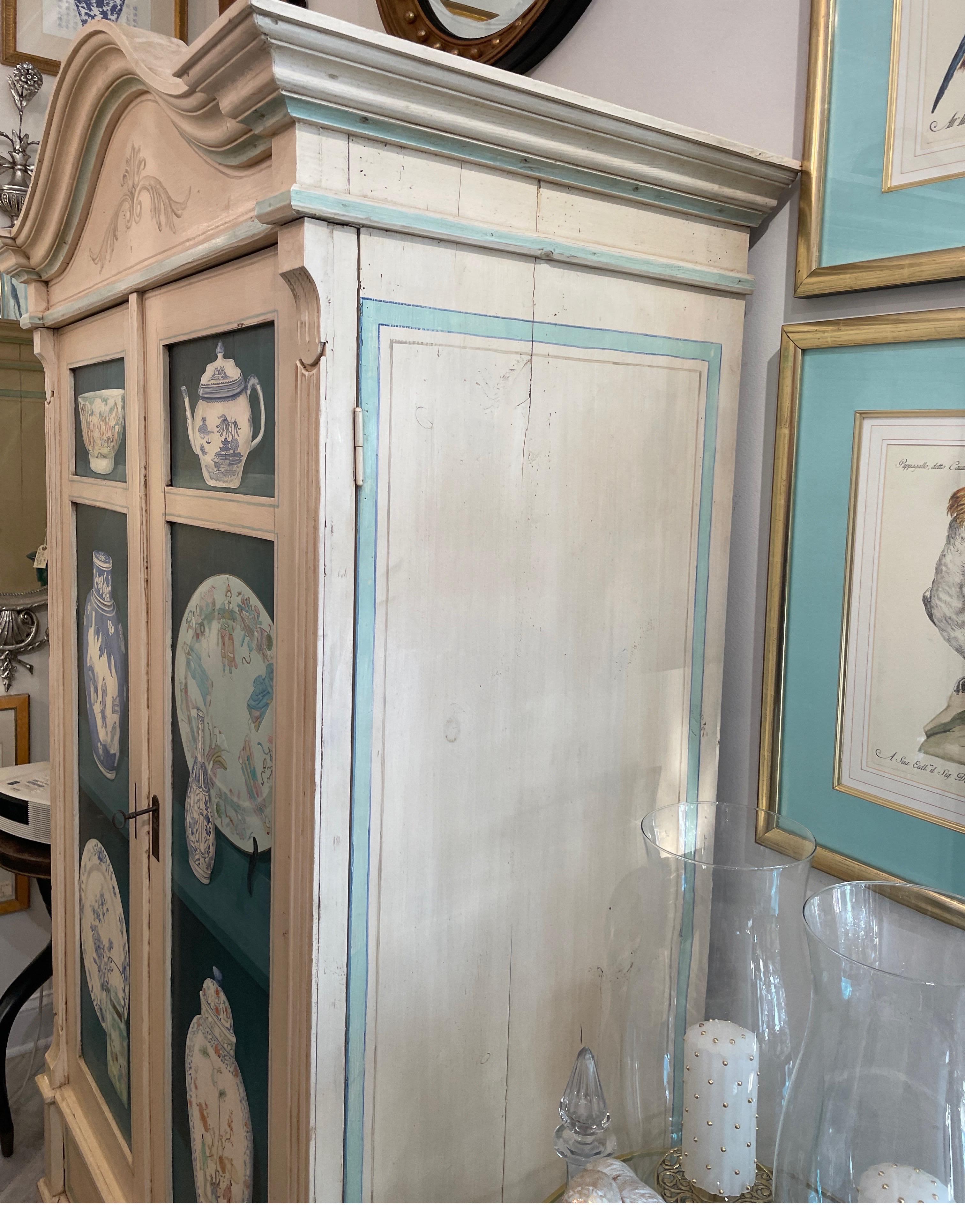 20th Century Trompe l'0eil Painted Continental Cabinet For Sale