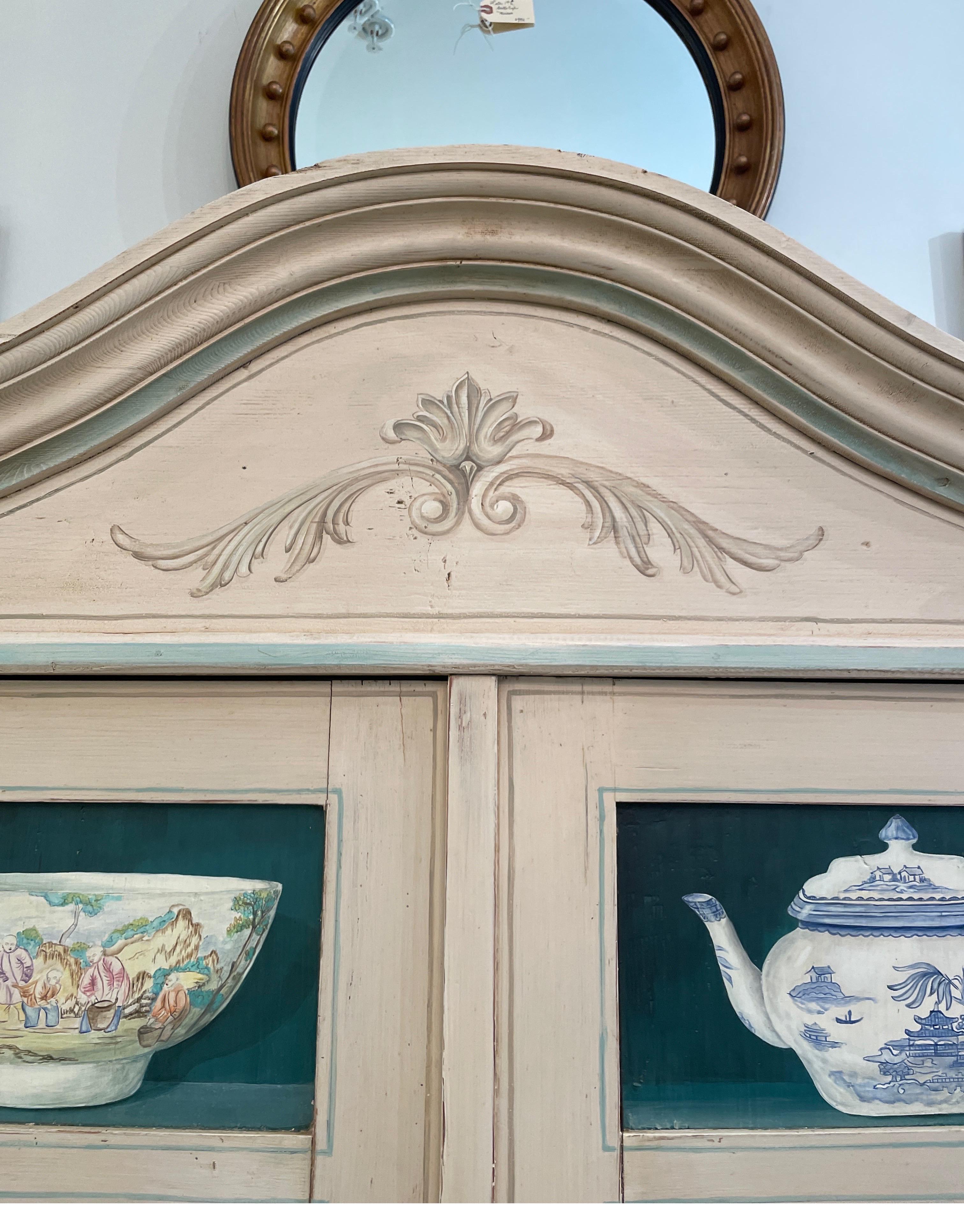 Trompe l'0eil Painted Continental Cabinet For Sale 1