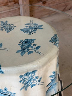 Trompe-L’Œil Hand-Painted Skirted Side Table by Strata Group, “Scandinavian Bouq