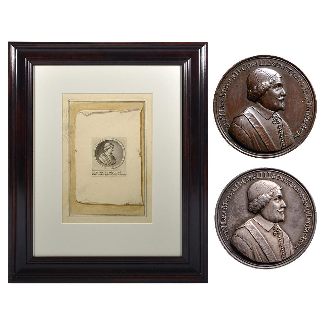 Trompe l'oeil de la medalla de plata del Dr. Nicolaes Tulp, alcalde de Amsterdam