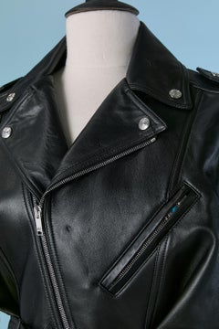 Mini abito biker in pelle nera trompe l'oeil ALEXANDRE VAUTHIER