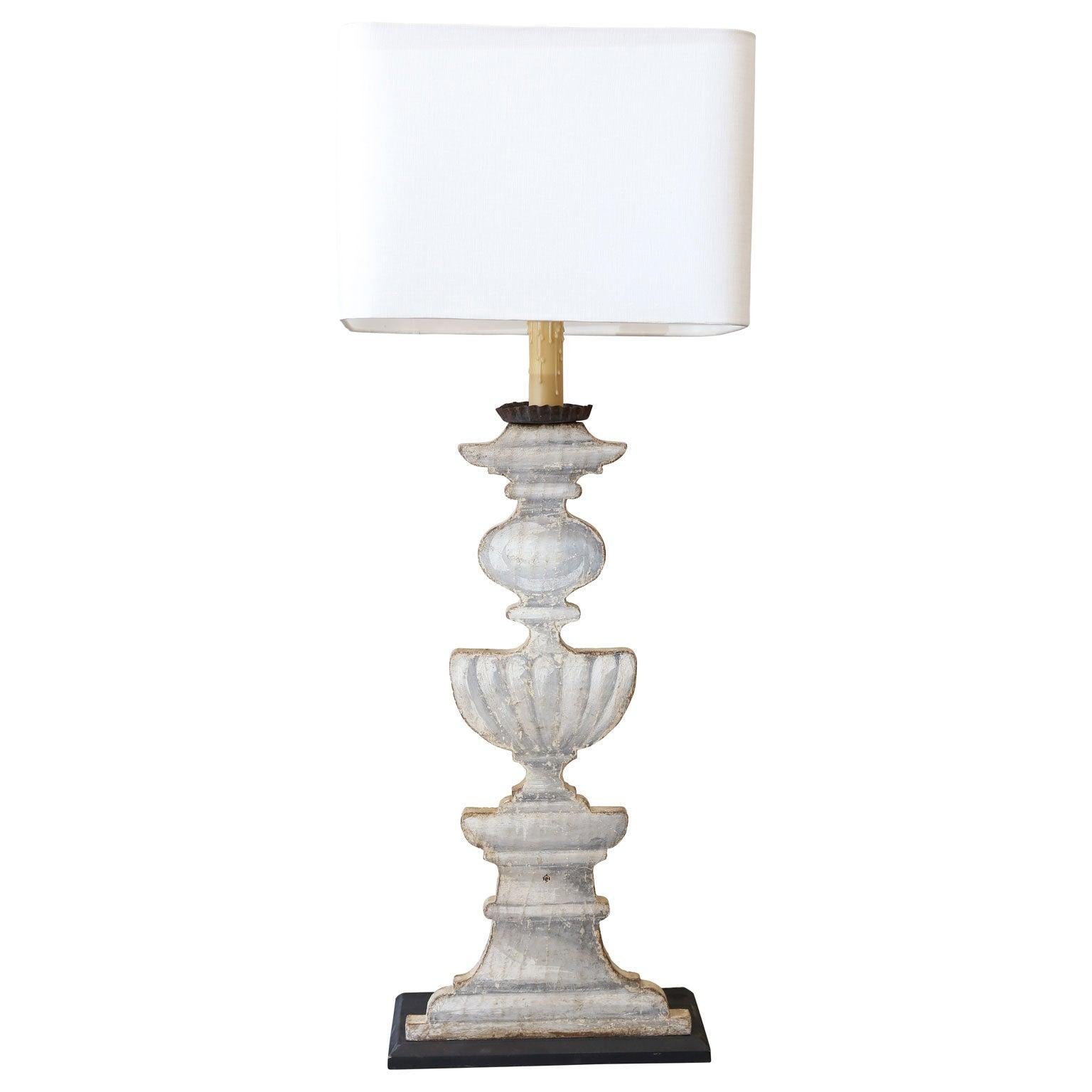 19th Century Trompe l'Oeil Candle Stand Lamp For Sale