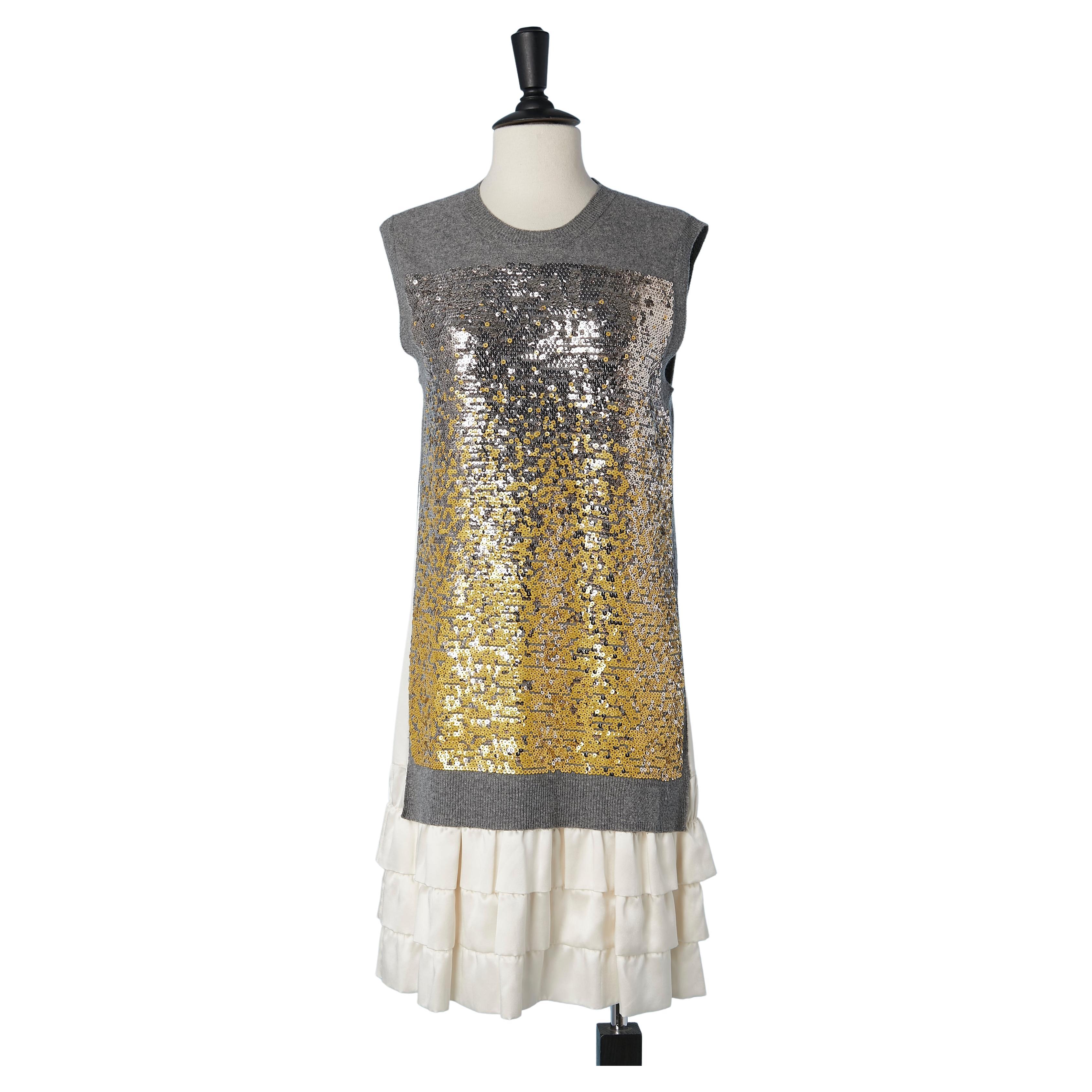 "Trompe l'oeil" cashmere, sequin and silk cocktail dress Louis Vuitton  For Sale