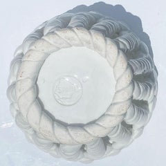 Trompe L'oeil Ceramic Faux Wicker Bread or Fruit Bowl with Candle Holder, Spain