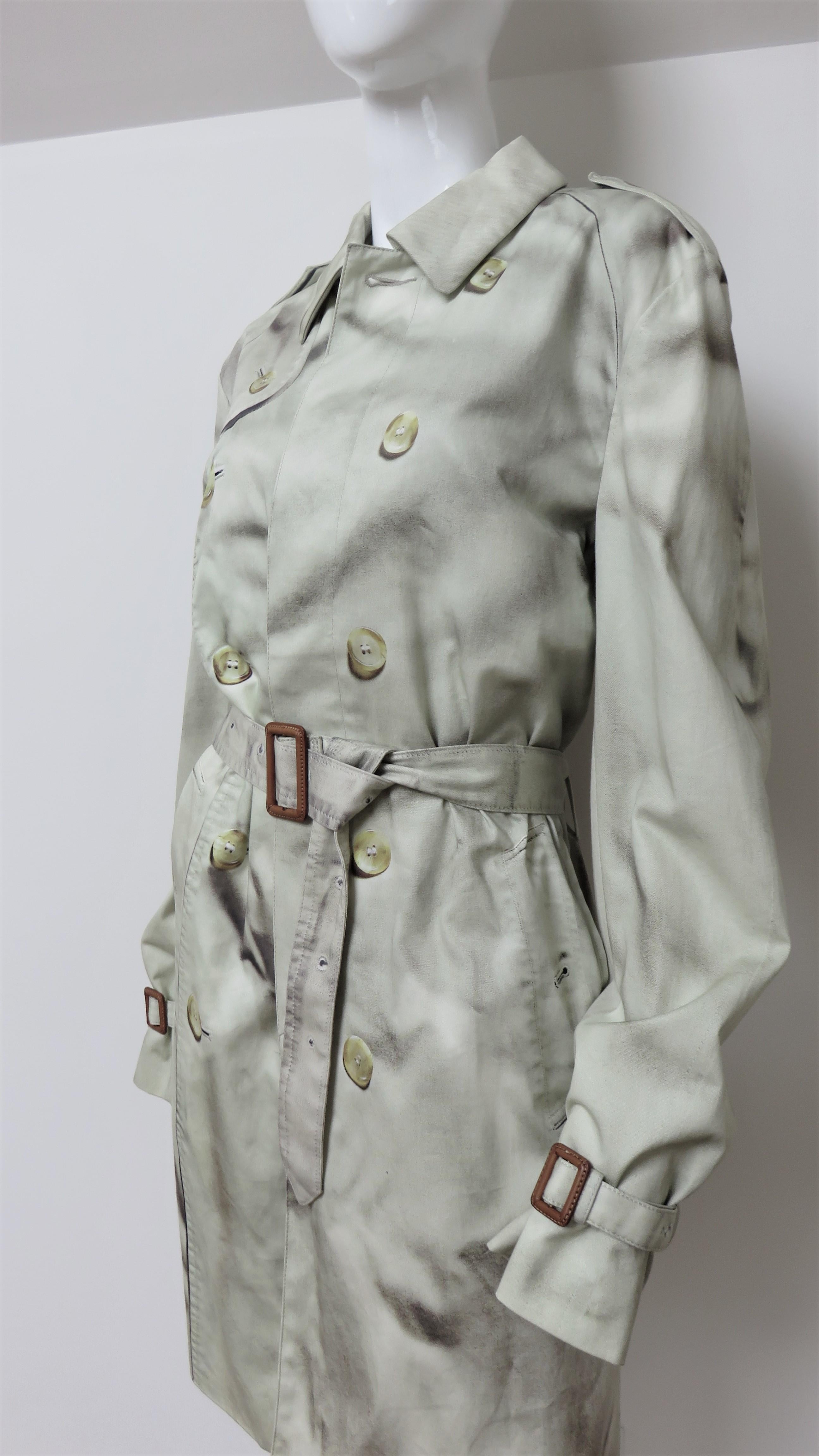 Trompe L'oeil Oversize Belted Trench Coat For Sale 1