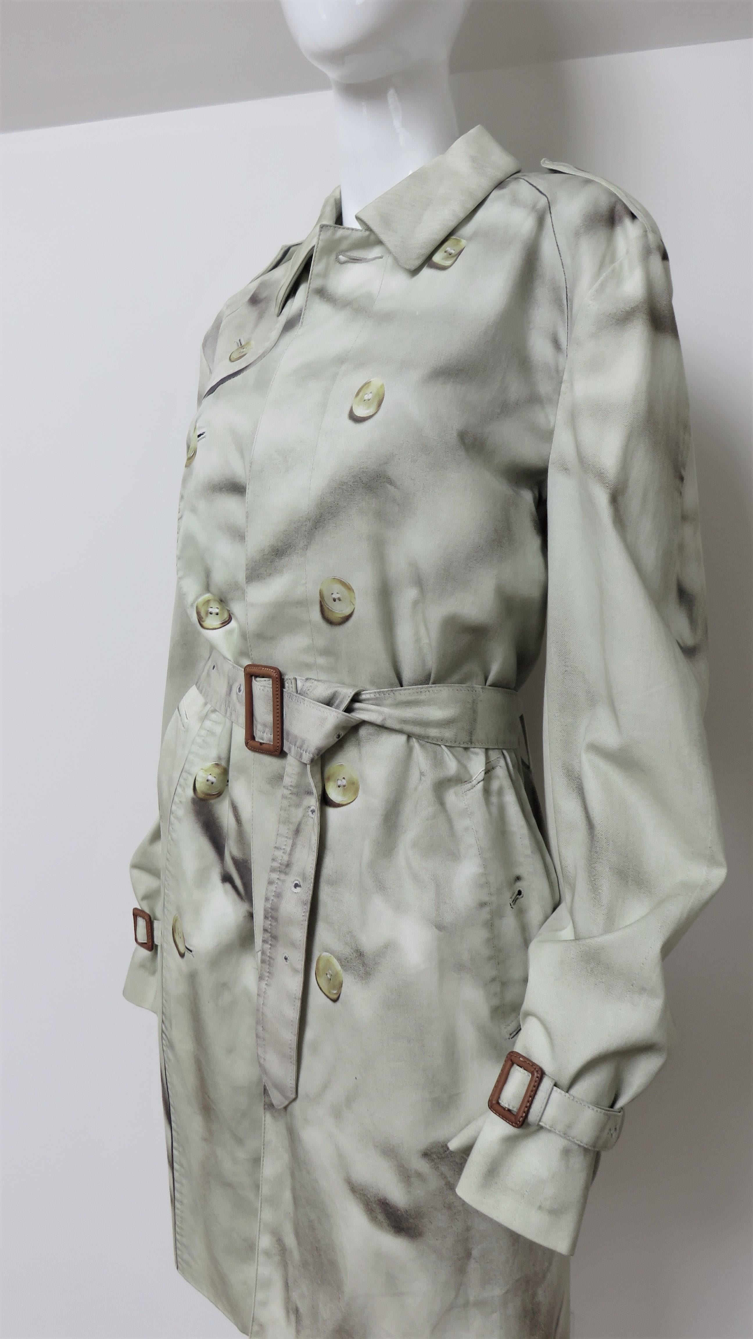 Trompe L'oeil Oversize Belted Trench Coat In Good Condition For Sale In Water Mill, NY