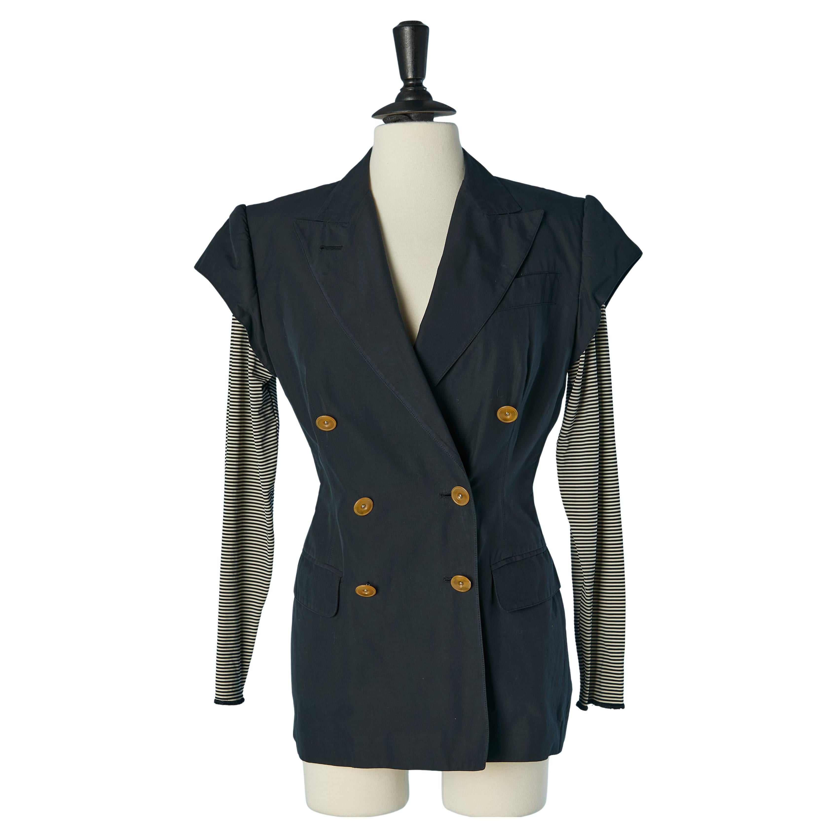 Veste croisée "Trompe l'Oeil" avec tee-shirt rayé JEAN-PAUL GAULTIER en vente