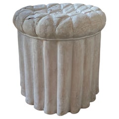 Trompe L’oeil Draped Plaster Ottoman Stool after Serge Roche