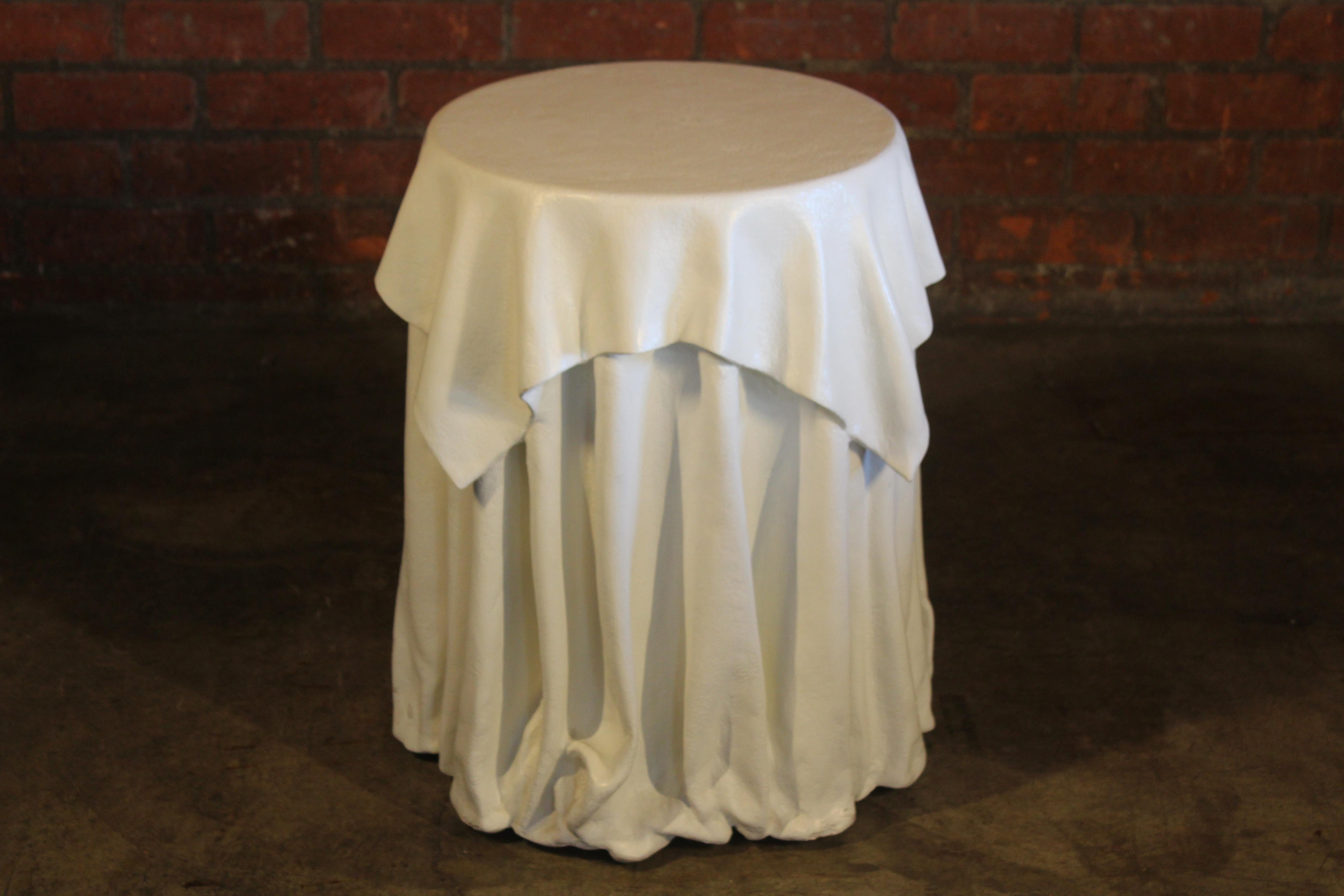 A vintage Trompe-l'oeil Draped Plaster Table after John Dickinson. In good condition. From the estate of a Century City collector in Los Angeles, California.