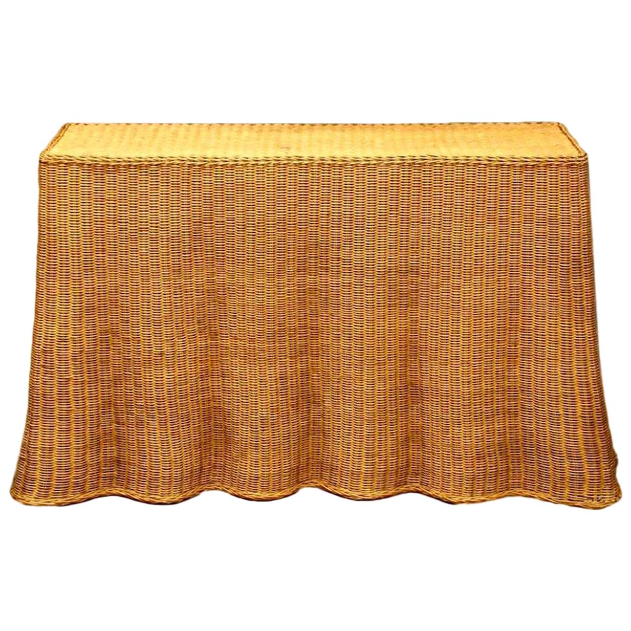 Trompe L'Oeil Draped Wicker Console Table