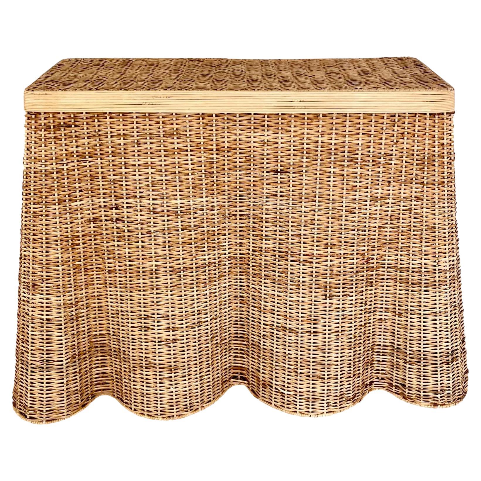 Wicker Skirted Console at 1stDibs