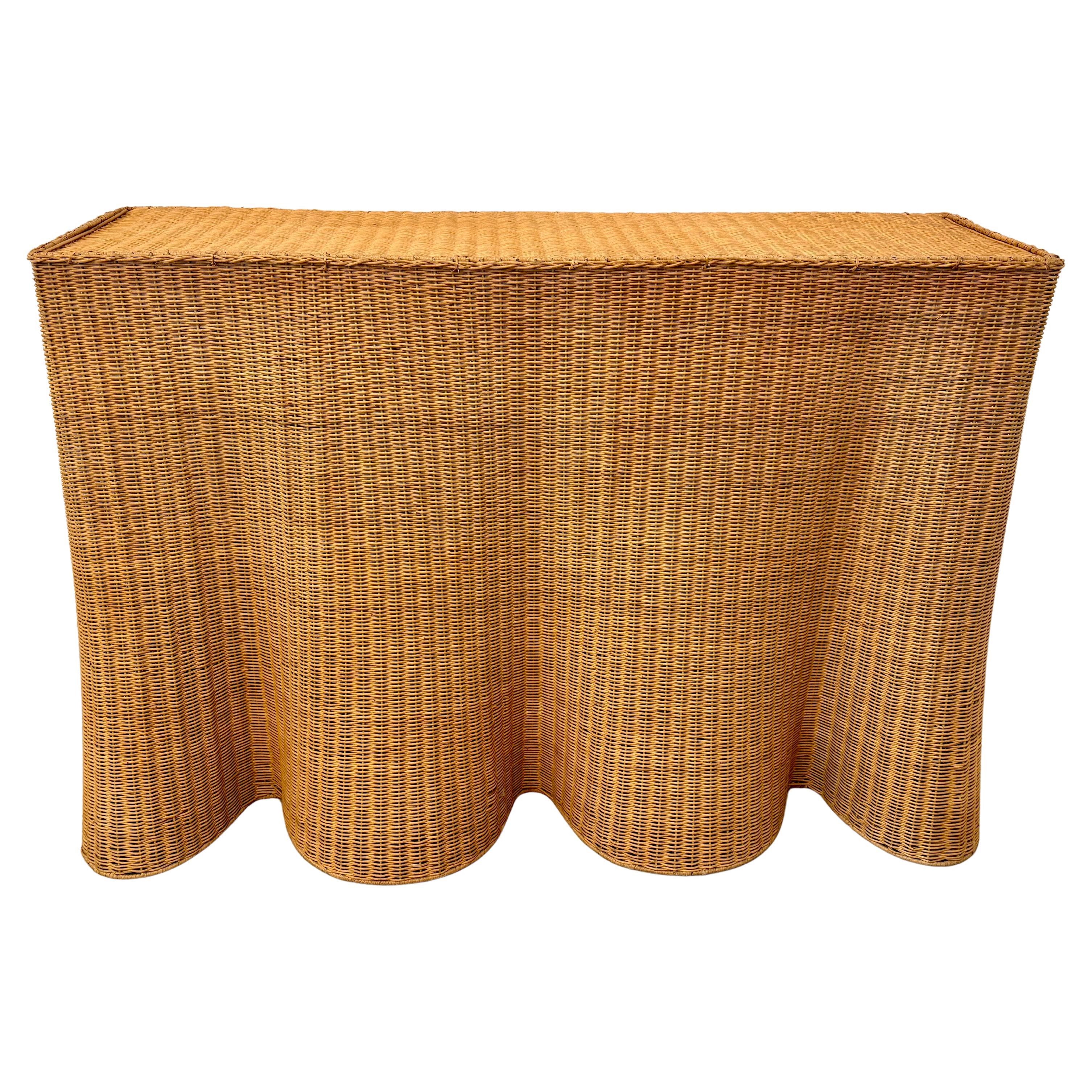 Trompe L'Oeil Draped Wicker Console Table
