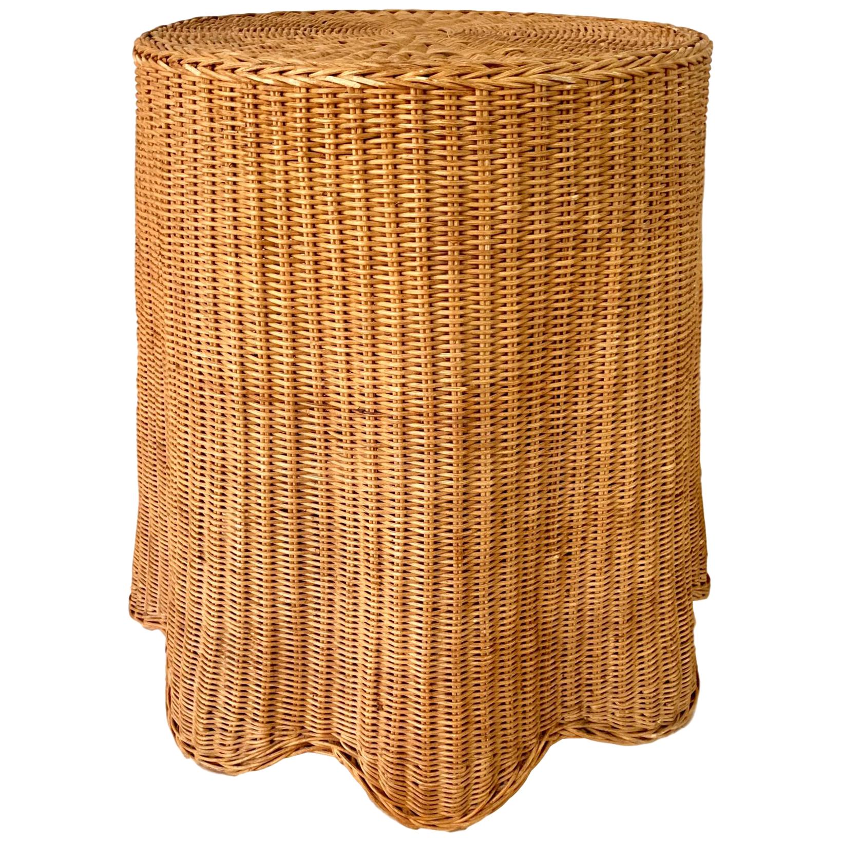 Trompe L'Oeil Draped Wicker "Ghost" Side Table