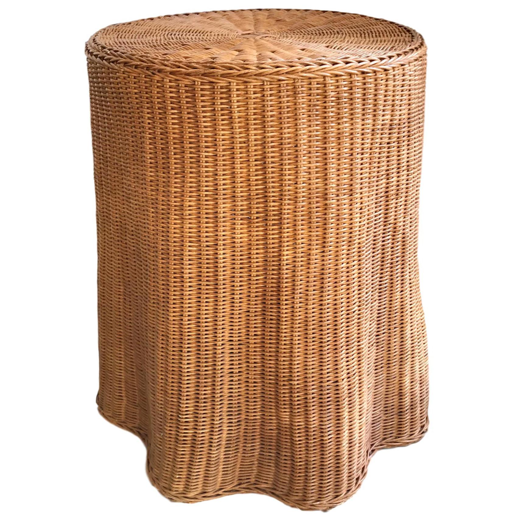 Trompe L'oeil Draped Wicker "Ghost" Side Table For Sale