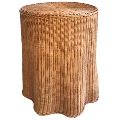 Vintage Trompe L'oeil Draped Wicker "Ghost" Side Table