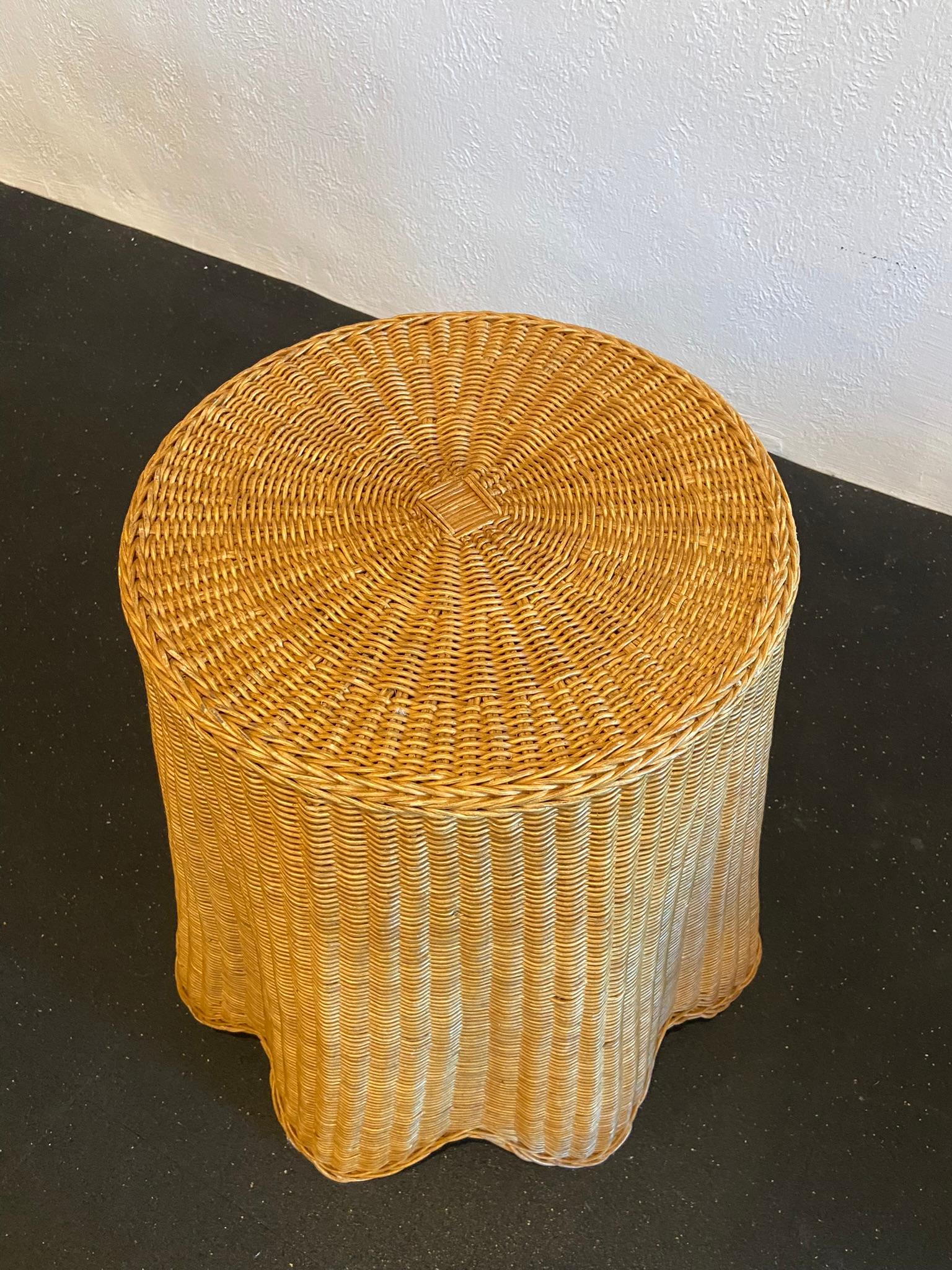 Unknown Trompe L'oeil Draped Wicker Tables, a Pair